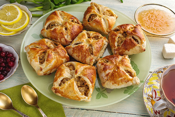 Baked open pies with filling