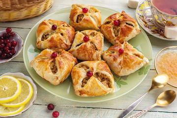 Baked open pies with filling