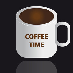 Cup of coffee on black background