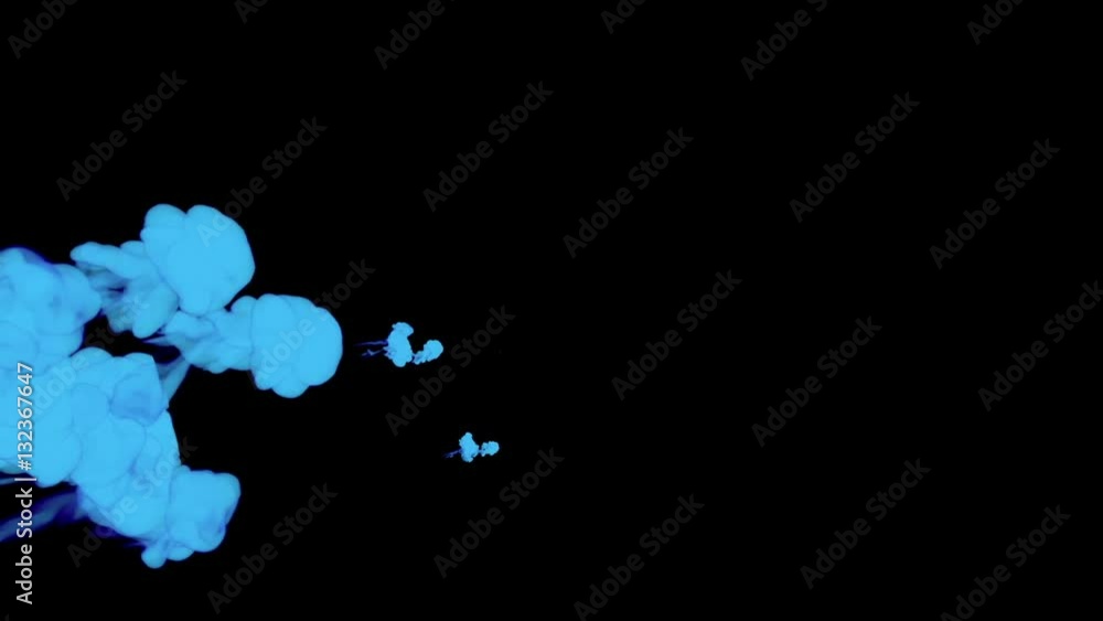 Poster abstract background. blue smoke or blue ink in water series on black. 3d render voxel graphics. elem
