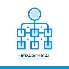 Linear icon of hierarchical scheme. Pictogram in outline style. Vector modern flat design element for mobile application and web design.