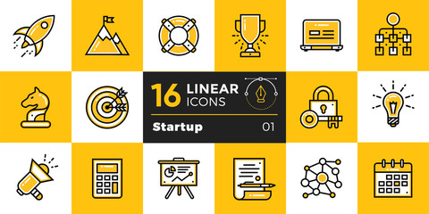Vector collection of line icons for new business. High quality m