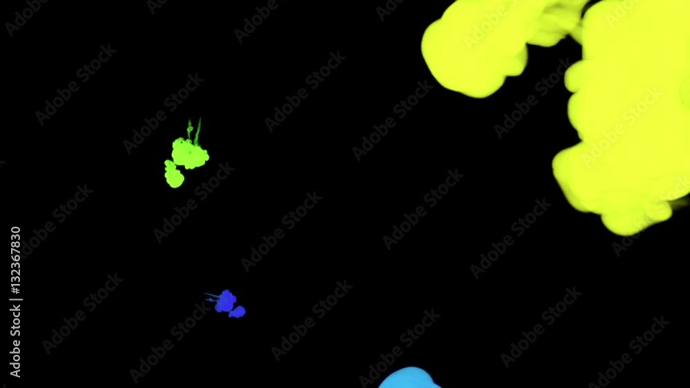 Poster abstract background. blue smoke or blue ink in water series on black. 3d render voxel graphics. elem