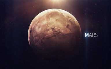 Mars - High resolution beautiful art presents planet of the solar system. This image elements...