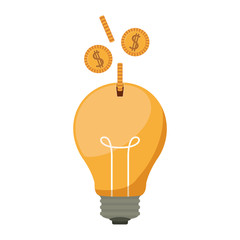 ligth bulb with dollar coins vector illustration