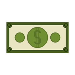 silhouette green bill with symbol dollar vector illustration