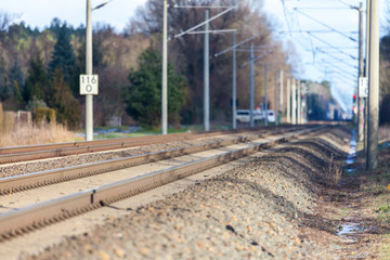 Fototapeta na wymiar german rail road line with catenary wire