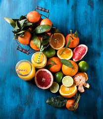 Citrus vitamin juice, healthy drink with fresh fruits. Refreshin - 132369008