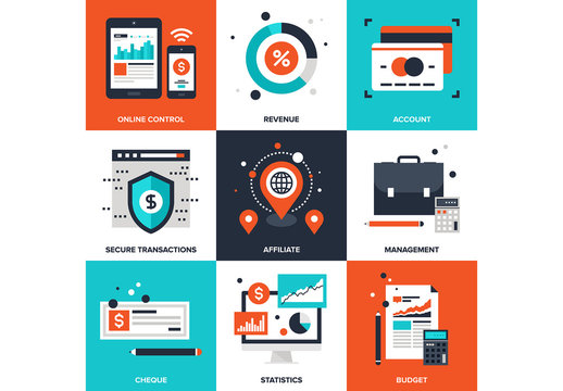 9 Four-Color Square Management Icons