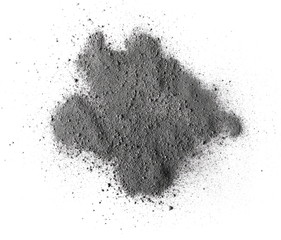 Pile gunpowder, black powder isolated on white background