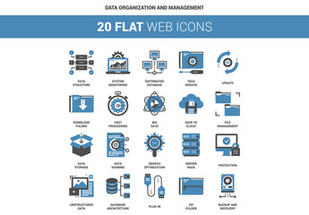 20 Flat Two-Color Data and IT Icons
