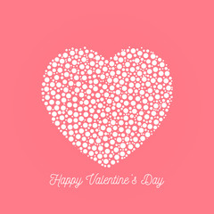 Happy Valentines Day - elegant graphic design card with dotted heart and calligraphic script label on pink background.