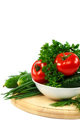 Fresh vegetables isolated on a white background