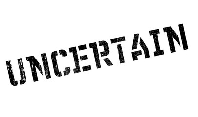 Uncertain rubber stamp. Grunge design with dust scratches. Effects can be easily removed for a clean, crisp look. Color is easily changed.