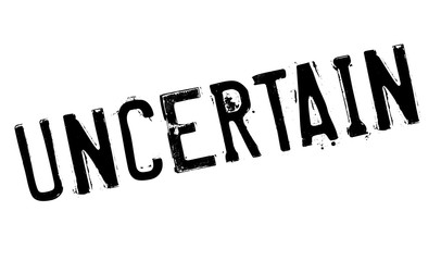 Uncertain rubber stamp. Grunge design with dust scratches. Effects can be easily removed for a clean, crisp look. Color is easily changed.