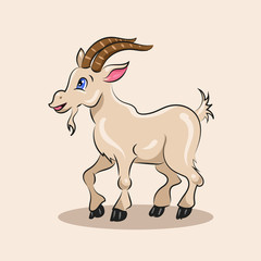cute cartoon vector goat at the white background