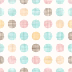 Papier peint Style rétro Vector Vintage Dots Cercles Sans Soudure De Fond Avec La Texture Du Tissu. Parfait pour les conceptions sur le thème des crèches, des anniversaires, du cirque ou des foires.
