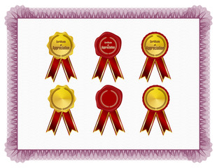 Classic style Certificate with red floral border with seals