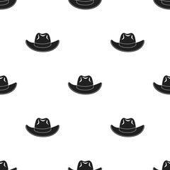 Cowboy hat icon in black style isolated on white background. Hats pattern stock vector illustration.