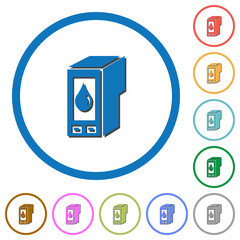 Ink cartridge icons with shadows and outlines