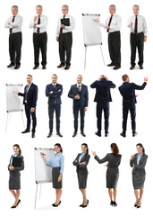 Obraz premium Collage of business people on white background