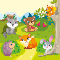 Cute Cartoon Forest Animals 