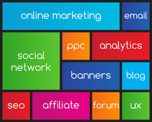 Online marketing flat icons with metro style