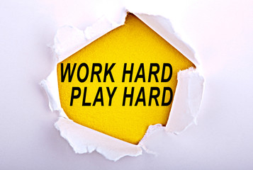 Work hard, play hard inspirational inscription. Greeting card. R