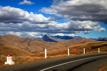 Road through Madagascar central plateau