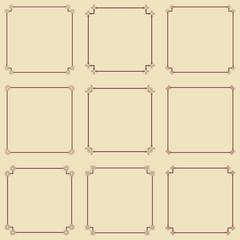 Naklejka premium Set of nine vintage square frames