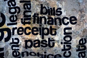 Finance receipt bills grunge concept