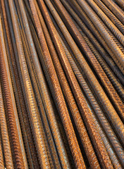 Metal rusty reinforcement bars