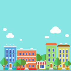 Flat design urban landscape illustration.