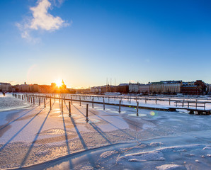 Wintertime waterfront scene