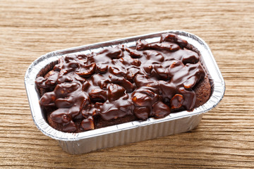 Cake brownies with chocolate and cashew nuts