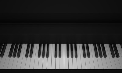 Piano keyboard in black and white