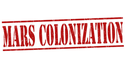 Mars colonization sign or stamp