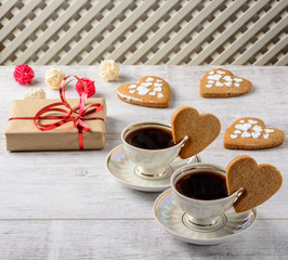 Present to the Valentine's Day  on the  table