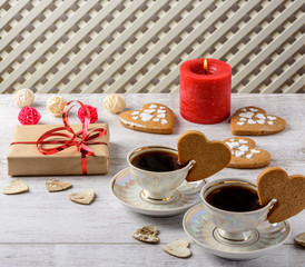 Present to the Valentine's Day  on the  table