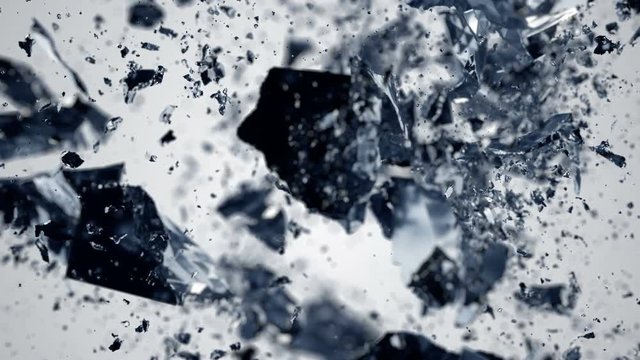 Cube explosion in slow motion (cg, alpha matte, 4k)