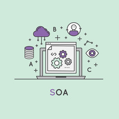 Vector Icon Style Illustration of SOA Service Oriented Architecture
