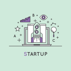 Vector Icon Style Illustration of Starting a New Business Startup