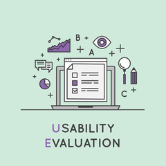 Vector Icon Style Illustration of Usability Testing Evaluation Process
