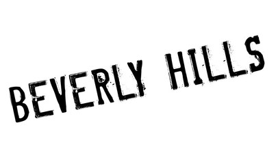 Beverly Hills rubber stamp. Grunge design with dust scratches. Effects can be easily removed for a clean, crisp look. Color is easily changed.