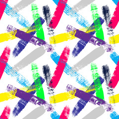 Fototapeta premium Seamless brushstroke pop pattern. Retro 80's style vector pattern background.