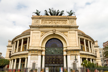 Fototapeta na wymiar The Politeama Theatre in Palermo, Italy