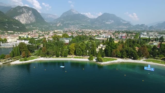 Aerial view of the Italian lakeside town Riva Lake Garda Italy