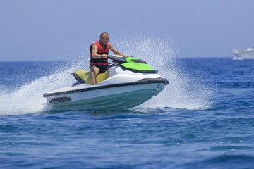 Having fun on a jet-ski