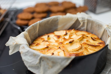baked apple pie in a mold