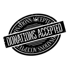 Donations Accepted rubber stamp. Grunge design with dust scratches. Effects can be easily removed for a clean, crisp look. Color is easily changed.